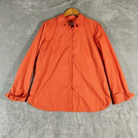 Cutter & Buck Tops - Cutter & Buck Shirt‎ Womens XL Orange Polka Dot Long Sleeve Button Up Top Cotton
